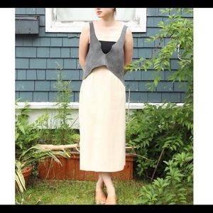 Maggie Jayne, Halifax designer. A grey suede leather vest.